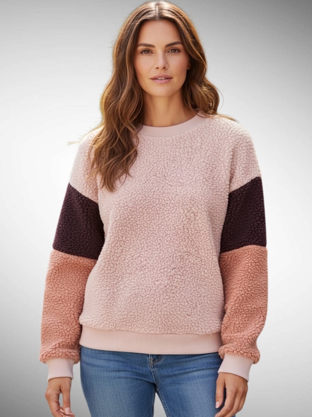 American Eagle Outfitters Tricolor Puffy Fleece Pullover Sweater